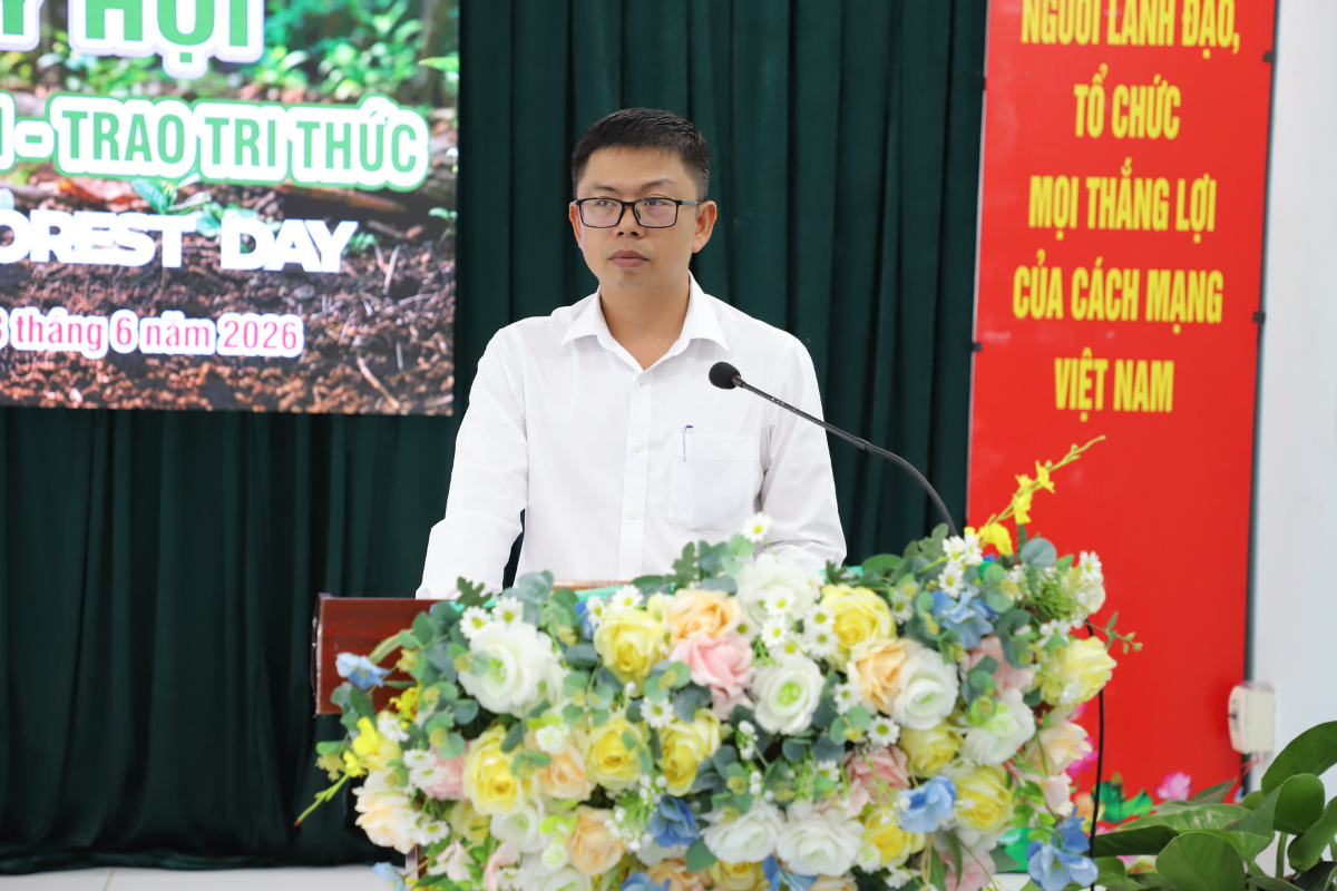 Ông Huỳnh Thanh Tú - Phó Giám đốc Ban Quản lý Rừng phòng hộ, đặc dụng Thành phố Hồ Chí Minh phát biểu tại chương trình.